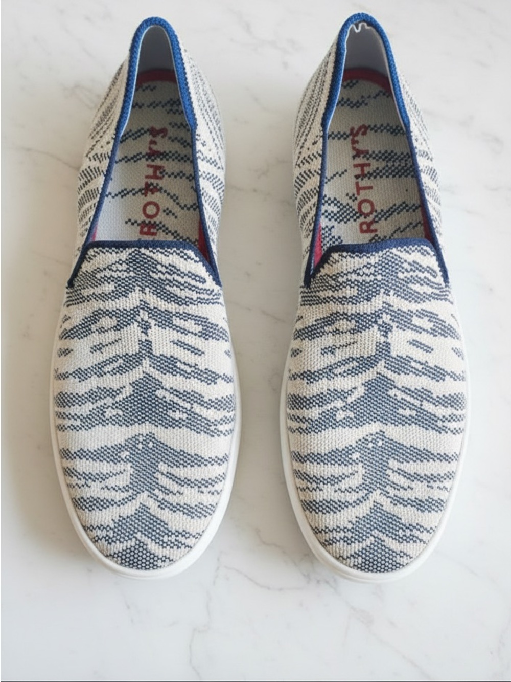 Rothy's The Slip-On Sneaker in the retired Maritime Tiger print.